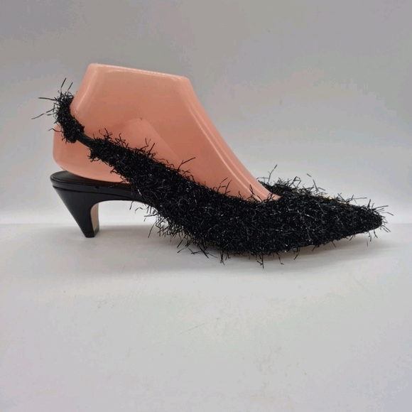 ANTONIO MELANI Shoes - ANTONIO MELANI Black Textured Slingback Kitten Heel